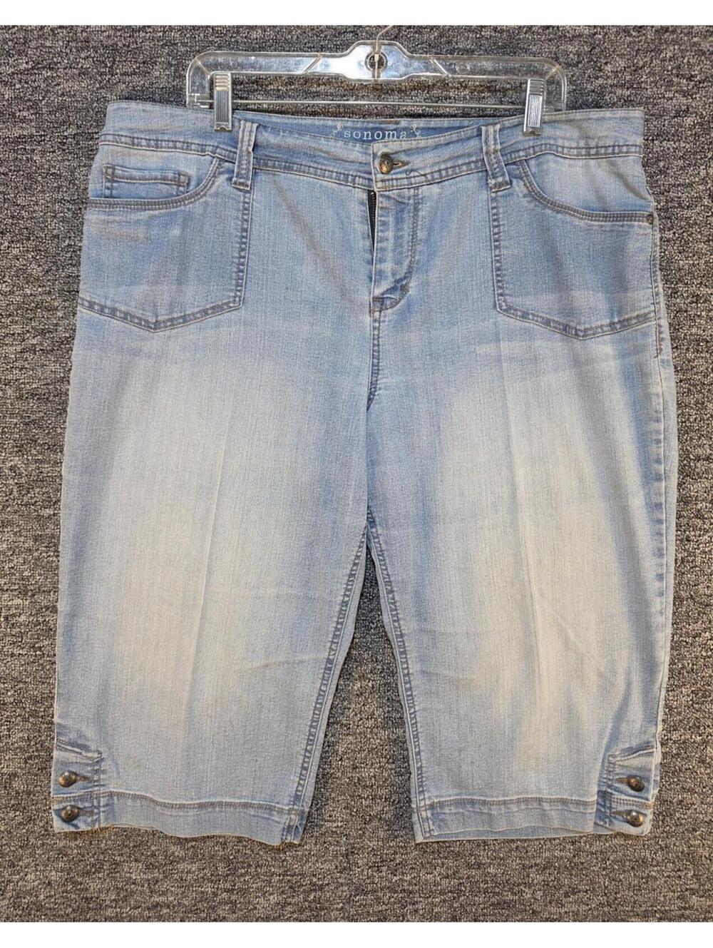 Sonoma Modern Skimmer Denim Shorts Blue Light Wash Women's 16 Mid Rise 9" Inseam